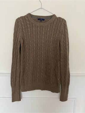 GAP Cable-Knit Crewneck Sweater - Taupe Brown